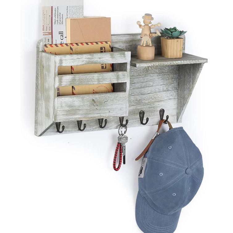 Brambly Cottage Roann Solid Wood Wall Organizer with Key Hooks